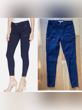 Joie Park Skinny Low Rise Dark Navy Ankle Zip Super Skinny Cargo Pocket Pant 23